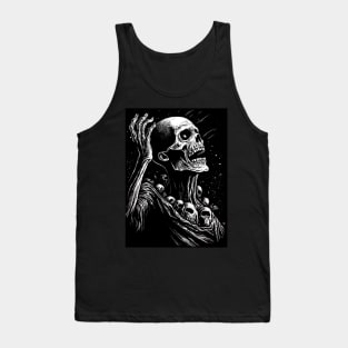 skeleton in space, halloween design, black background Tank Top